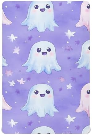 Qilmy Cute Ghost Pattern Fitted Crib Sheet Soft and Breathable