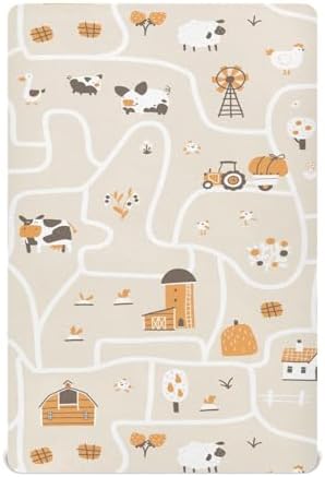 KICPOAY Farm Funny Pets Beige Crib Sheets for Baby Toddler