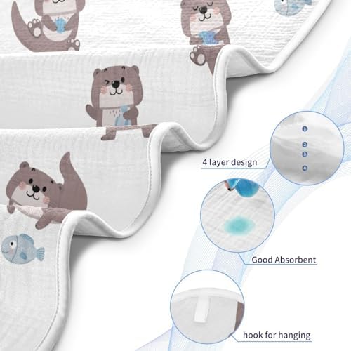 GOODOLD Cute Otter Baby Towel 30x30 Inch 100 Cotton