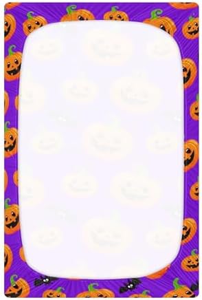 Qilmy Halloween Pumpkins Crib Sheet for Baby Playard Toddler Bed