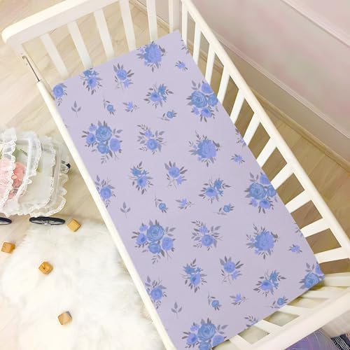 KICPOAY Spring Purple Flowers Crib Sheets Playard Sheet 52 x 28 in