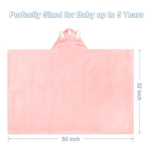 WODHOY Toddler Towels with Hood for Girls - Pink Unicorn