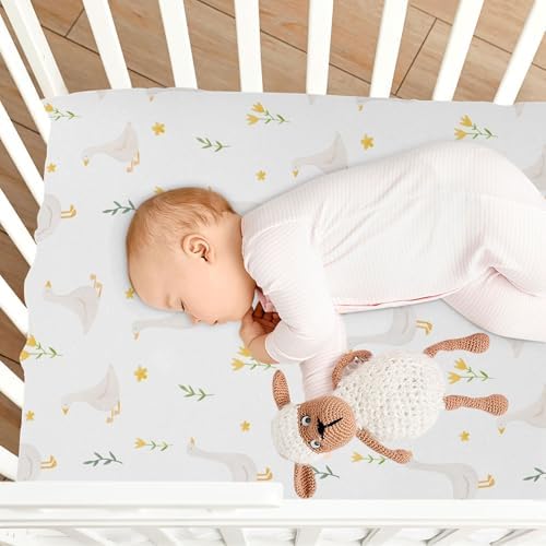 Qilmy Goose Bird Fitted Crib Sheet for Baby Soft Breathable