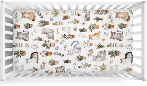 Watercolor Cats Boho Crib Sheet 52x28