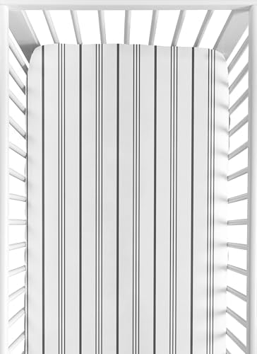 Sweet Jojo Designs Fitted Crib Sheet Grey White Striped