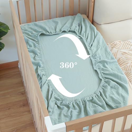 2 Pack Muslin Crib Sheets for Boys Girls 100 Cotton