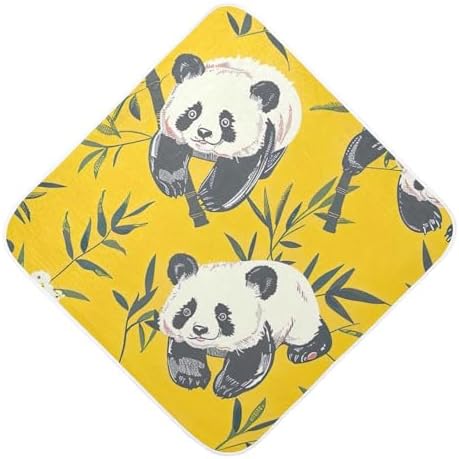 Cute Pandas Baby Hooded Towel 35x35 Inch Soft Cotton