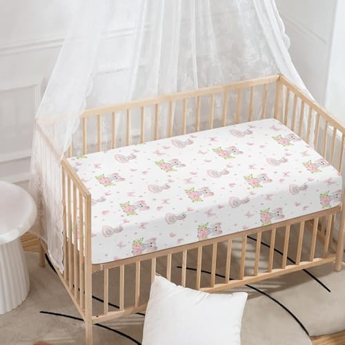 QINBEIDU Pink Elephants Crib Sheet 28x52
