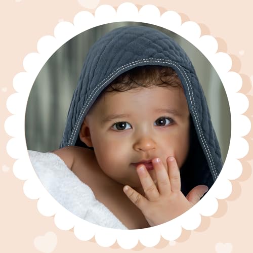 Peryiter 6 Pcs Muslin Hooded Baby Towels - Brown