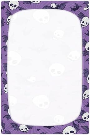 Qilmy Bats and Skulls Crib Sheet Soft Breathable Fitted Sheet for Baby