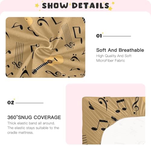 KICPOAY Music Guitars Note Crib Sheet for Baby