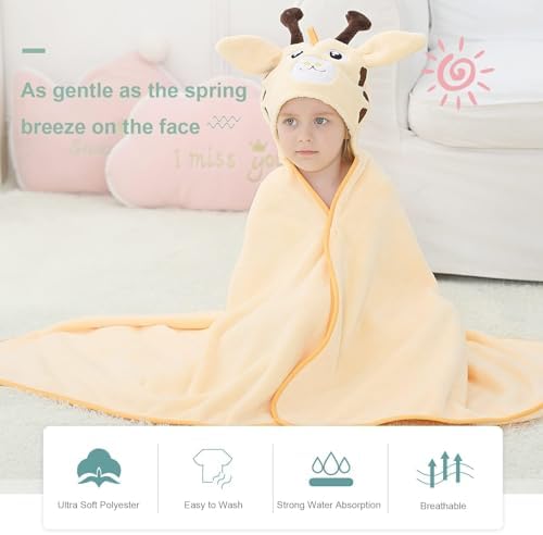 MICHLEY Giraffe Hooded Baby Towel for 0-9T