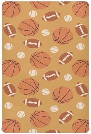 KICPOAY Ball Retro Sports Brown Crib Sheets