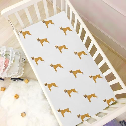KICPOAY Boxer Dog Cartoon Crib Sheets