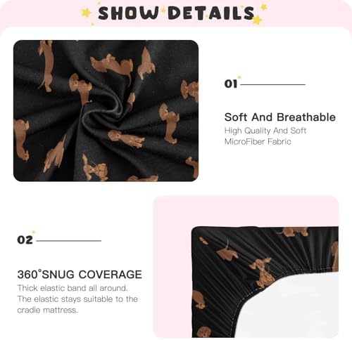 KICPOAY Dachshund Fitted Crib Sheets Stretchy Playard Sheets for Baby Toddler