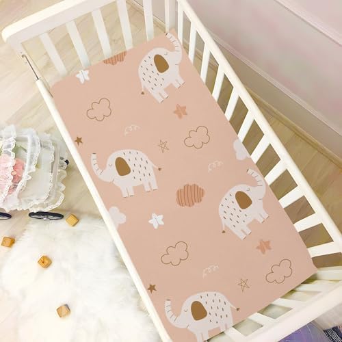 Elephant Cloud Star Orange Crib Sheets for Baby Toddler