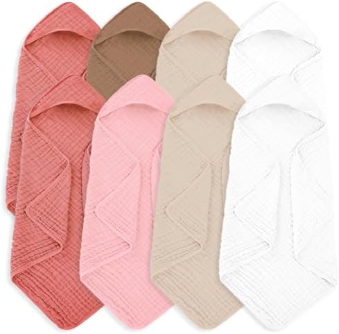 MIGIOL Muslin Hooded Baby Towel - 32x32 Inches Soft and Absorbent