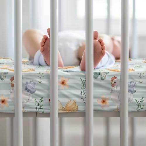 Cute Chicken Butterfly Pattern Baby Crib Sheet 28x52