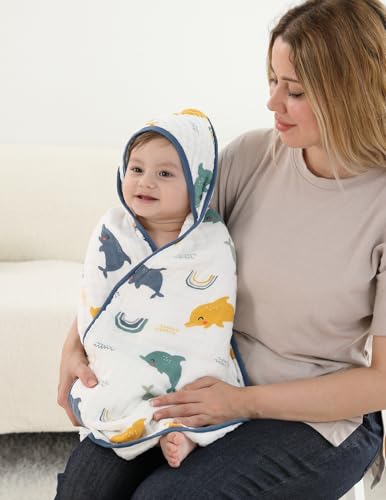 USBettas Muslin Baby Hooded Towel 2 Pack