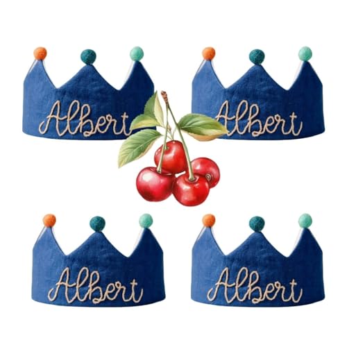 Handmade Navy Birthday Crown with Embroidered Name