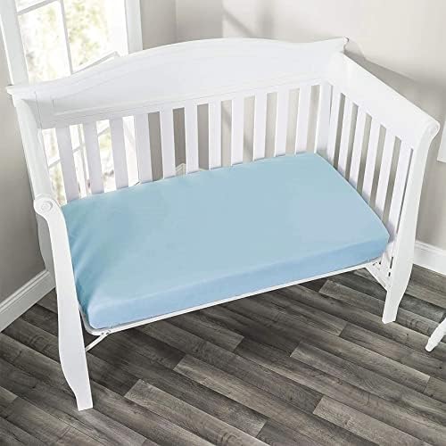 BLOOMSTAR Baby Crib Fitted Sheet - 28x52 Solid Blue Poplin Cotton