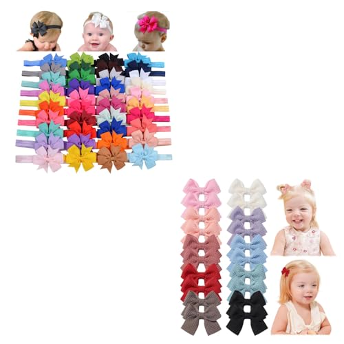 Jollybows 40PCS Baby Girls Headbands with Mini Alligator Clips
