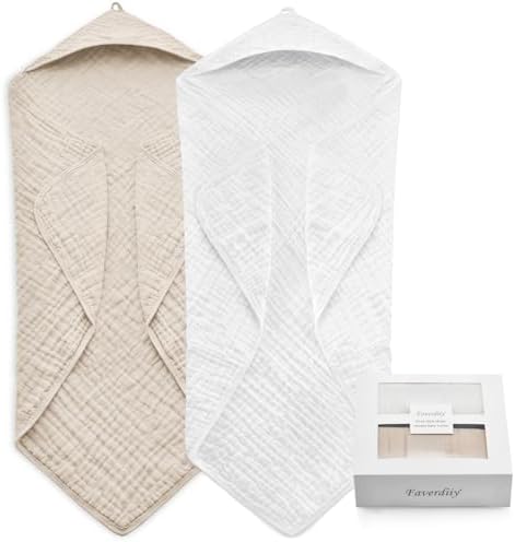 FAVERDIIY Newborn Hooded Towels 2 Pack