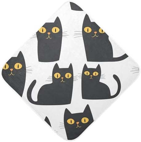 Doodle Cute Black Cat Baby Bath Towel for Boys Girls