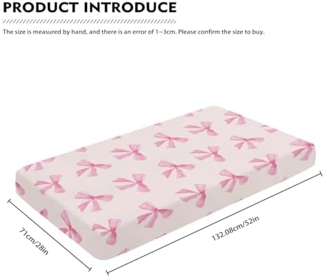 Streeyiu Pink Bow Fitted Crib Sheet for Boys Girls 52x28x8 in