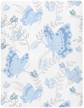 Blue Butterfly Romantic Pastel Crib Sheets for Baby Toddler