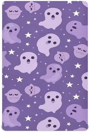 Qilmy Cute Ghost Pattern Fitted Crib Sheet for Girls and Boys