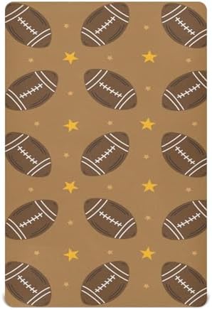 KICPOAY Stylized Footballs Brown Crib Sheets Stretchy Playard Sheets for Baby