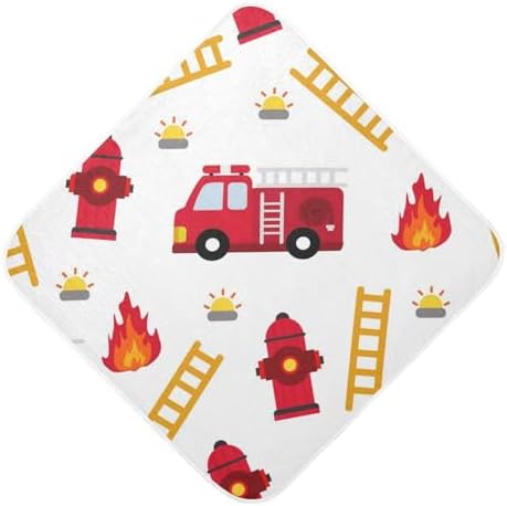 Caikeny Baby Hooded Towel Fire Truck Red 30x30 Inch