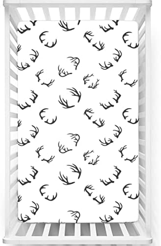 Xialenai Deer Themed Crib SheetCharcoal Grey White 28 x52