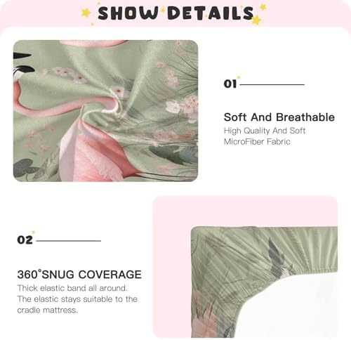 Qilmy Flamingo Crib Sheet Soft and Breathable for Baby