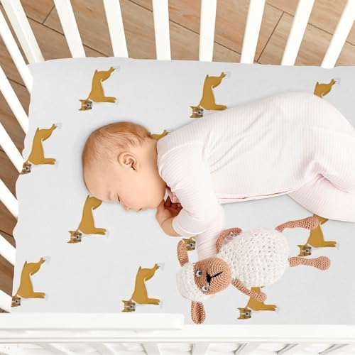 KICPOAY Boxer Dog Cartoon Crib Sheets