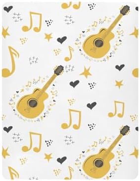 White Guitar Stars Notes Fitted Crib Sheets for Baby Toddler