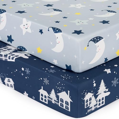 Yukkidds Dark Blue Crib Sheets 2 Pack 1