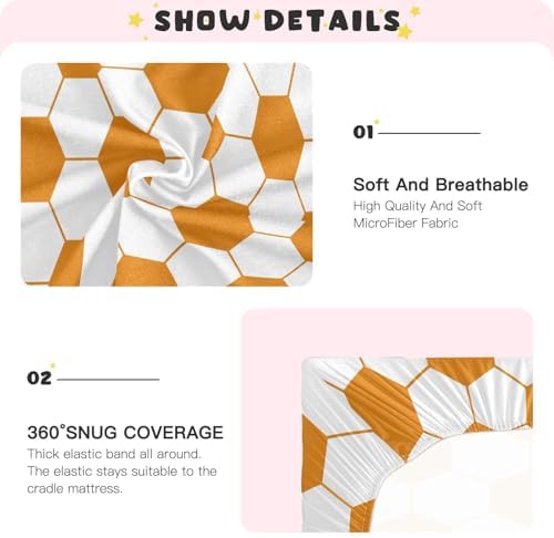 KICPOAY Orange White Soccer Ball Fitted Crib Sheets 1