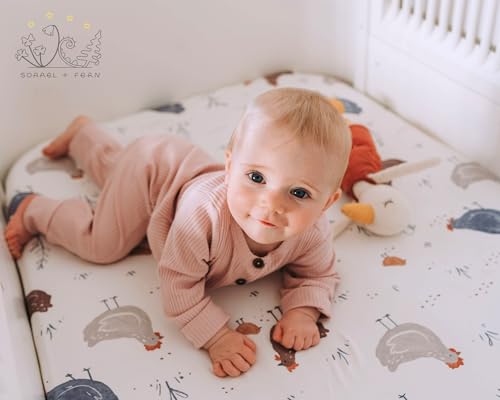 Crib Sheets Neutral - 2 Pack Organic Cotton Blend Farm Animals
