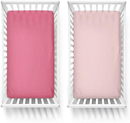 Featherhead 2-Pack Fitted Crib Sheets - 100 Cotton - Percale Pink
