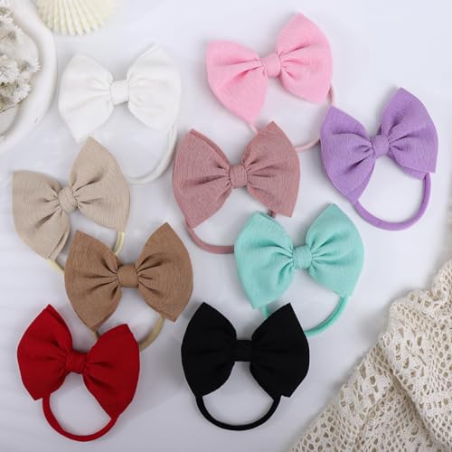 YanJie 9PCS Nylon Bow Headbands for Baby Girls