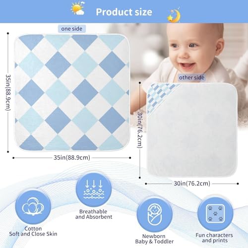 Caikeny Baby Hooded Towel 30x30 Inch Checkered Design
