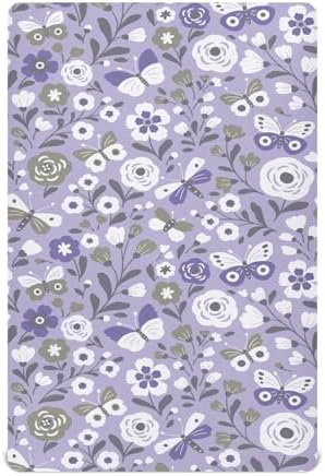 White Flowers Butterflies Crib Sheets for Baby Toddler