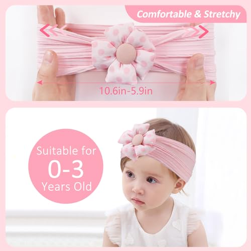 Fmeida Baby Girls Nylon Headbands with Flower Bows