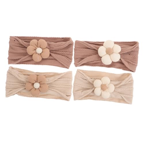 Vaguelly 4Pcs Soft Floral Headbands for Newborns
