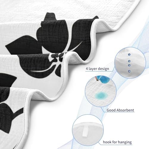 BOESI Graffiti Black Flower Baby Bath Towel 35x35in
