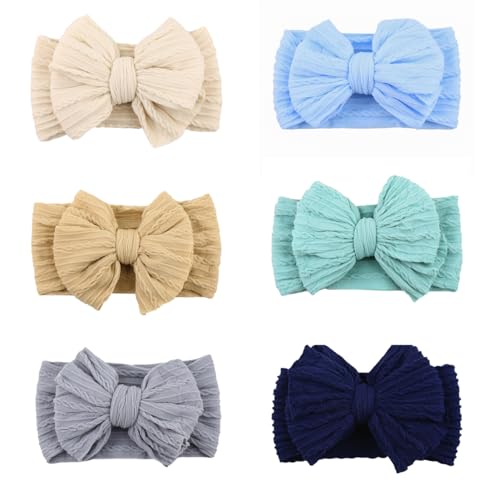 ZURLEFY Nylon Blue Baby Headbands Bows