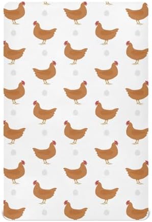 Brown Chicken Egg Fitted Crib Sheets for Baby Toddler Playard