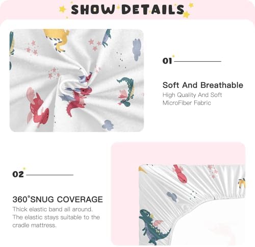 Flying Dragons Cartoon Crib Sheets Stretchy Playard Sheets for Baby